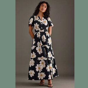Anthropologie The Somerset Maxi Dress Large Botanical Floral Daisy